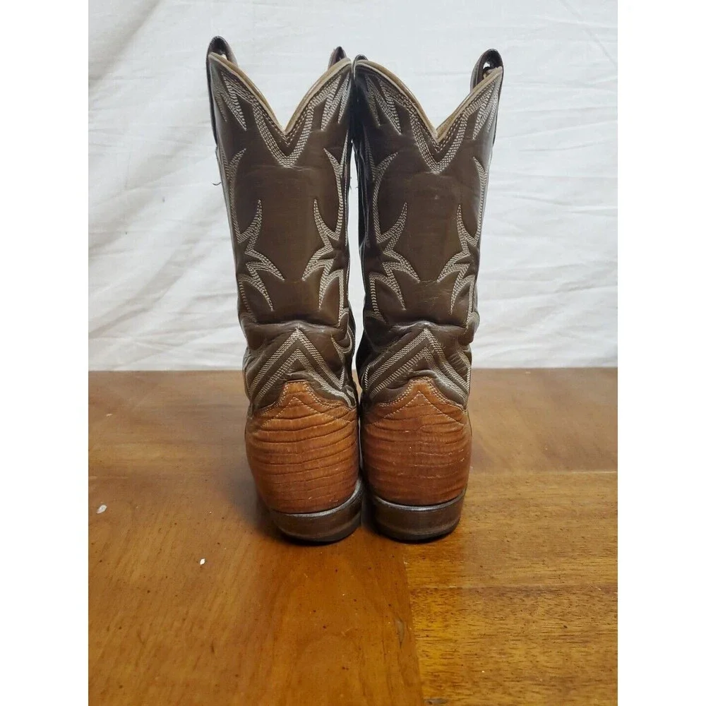 Biltrite Cowboy Western Boots Tan Brown Leather Almond Toe Pull On Mid-calf Sz 6